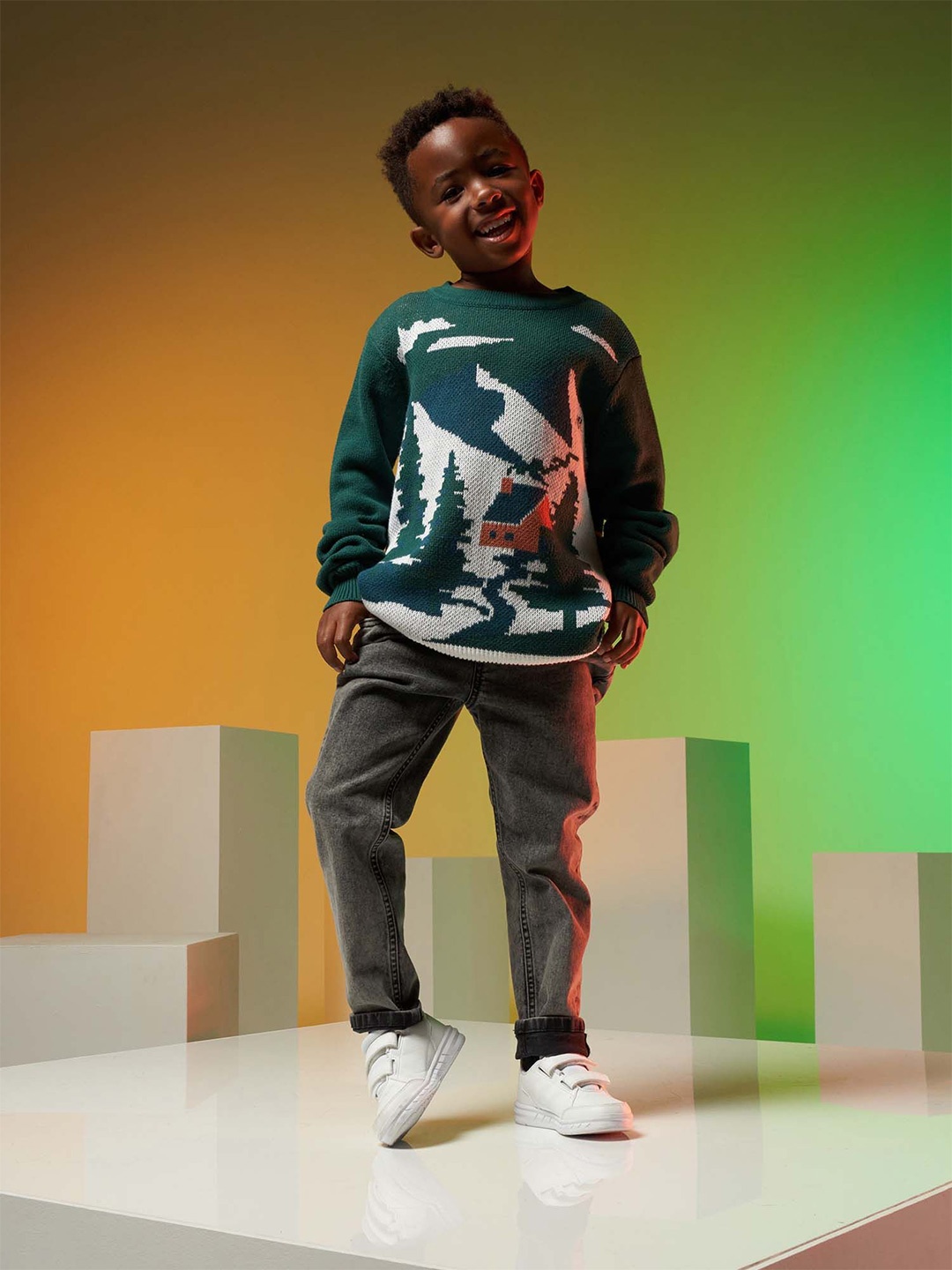 

Angel & Rocket Boys Printed Pullover, Green