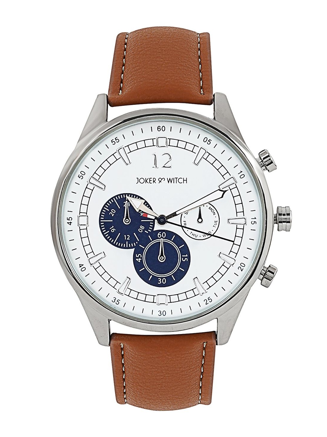 

JOKER & WITCH Men Embellished Dial & Leather Textured Straps Analogue Watch AMWW467_M, White