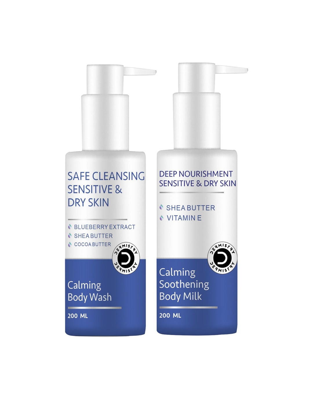 

Vigini Dermistry Calming Body Wash & Soothening Body Milk - 200ml Each, Blue