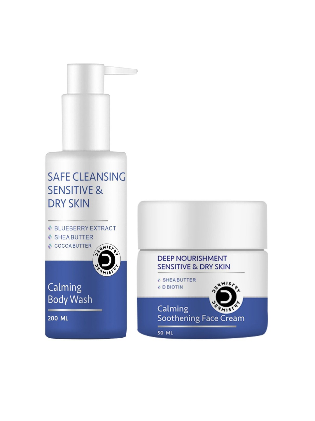 

Vigini Dermistry Calming Body Wash 200ml & Calming Soothening Face Cream 50ml, Blue