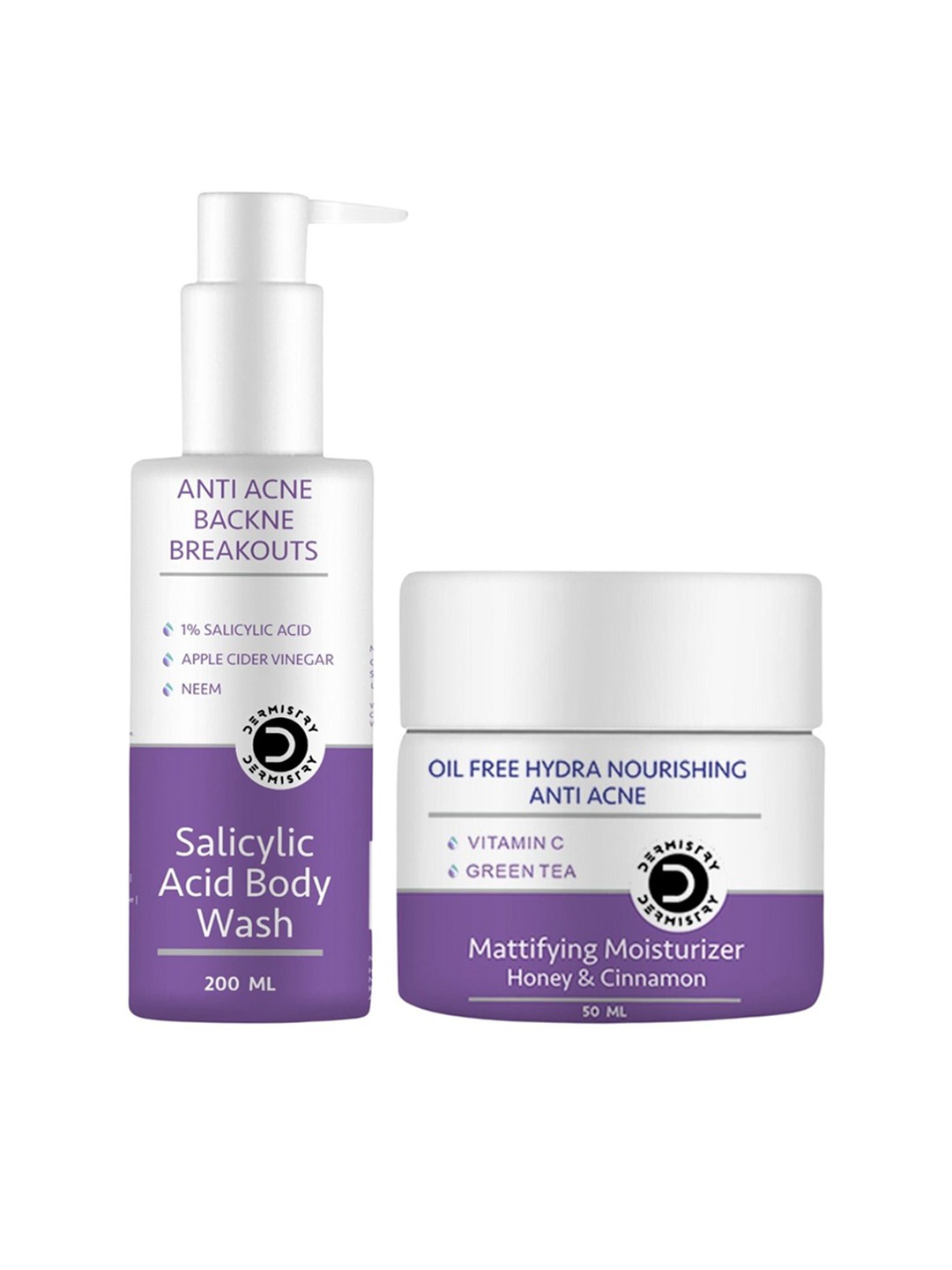 

Vigini Set Of 2 2% Salicylic Acid Anti Body Wash & Moisturizer - 200 ml - 50 ml, Blue