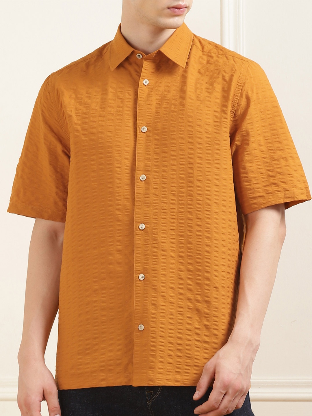 

Ted Baker Spread Collar Cotton Casual Shirt, Orange