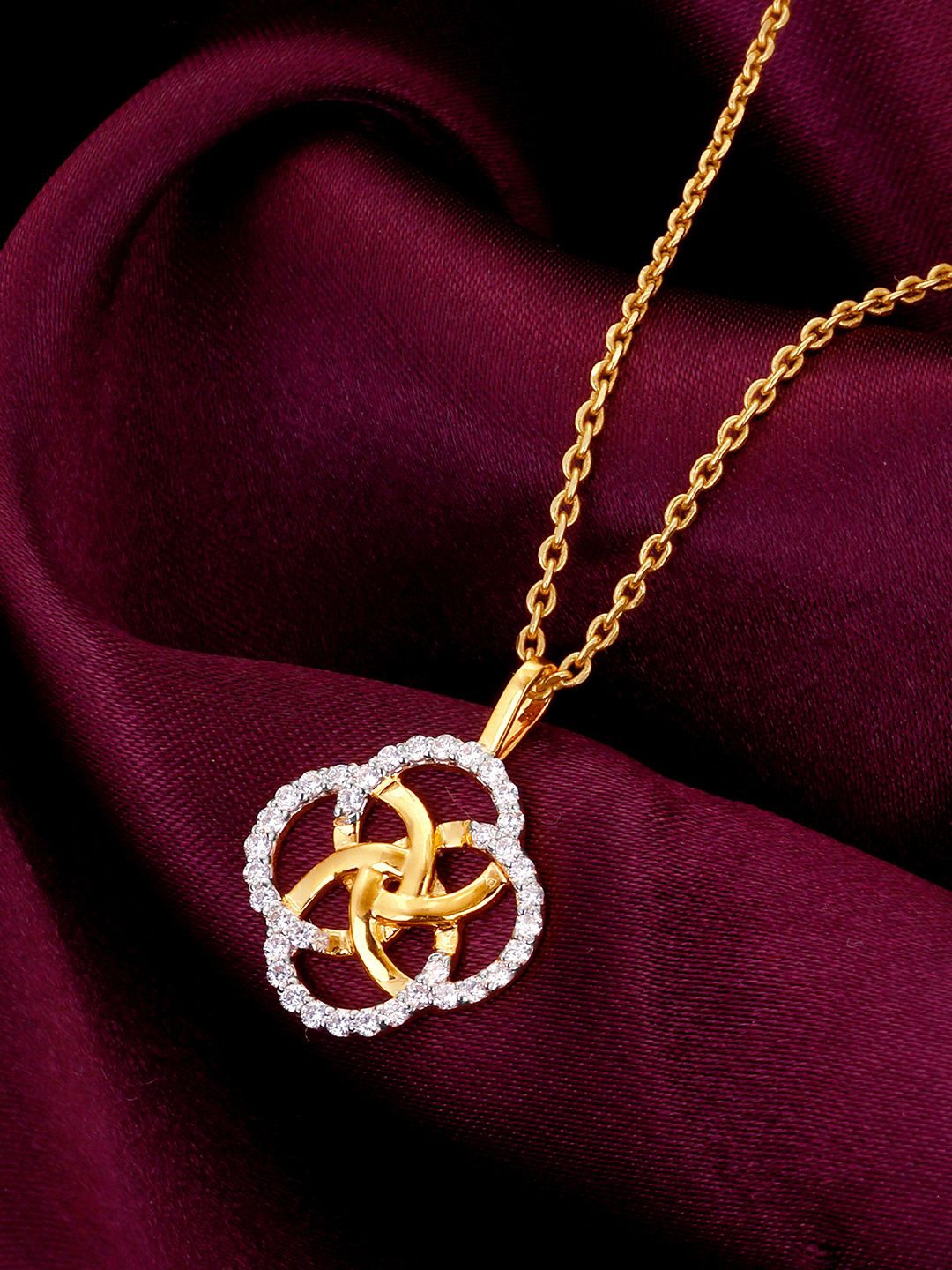 

GIVA BIS Hallmark 18k Yellow Gold Interlinked Circles Diamond Pendant