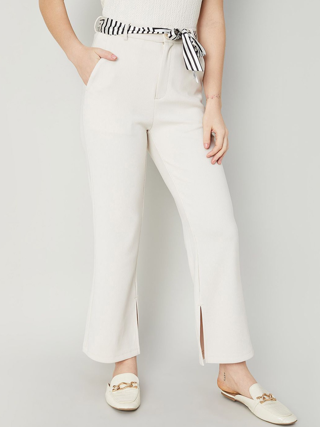 

CODE by Lifestyle Women Mid Rise Regular Fit Trousers, Beige