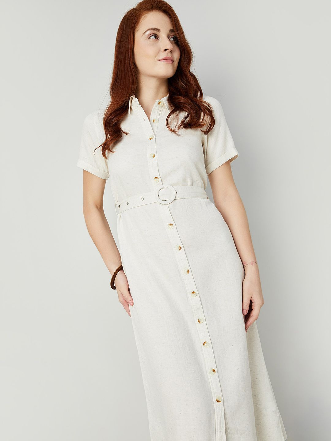 

CODE by Lifestyle Shirt Midi Dress, Beige