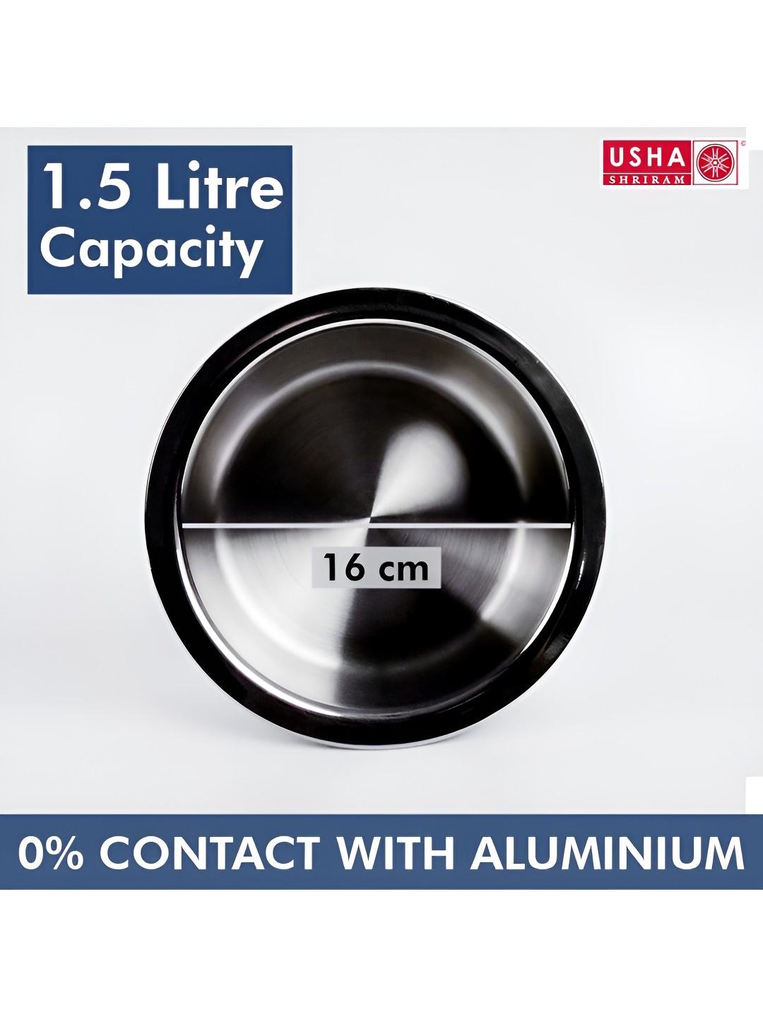 

USHA SHRIRAM 2 Pcs Triply Patila Tope 1.5L, Saucepan 2.2L, Steel