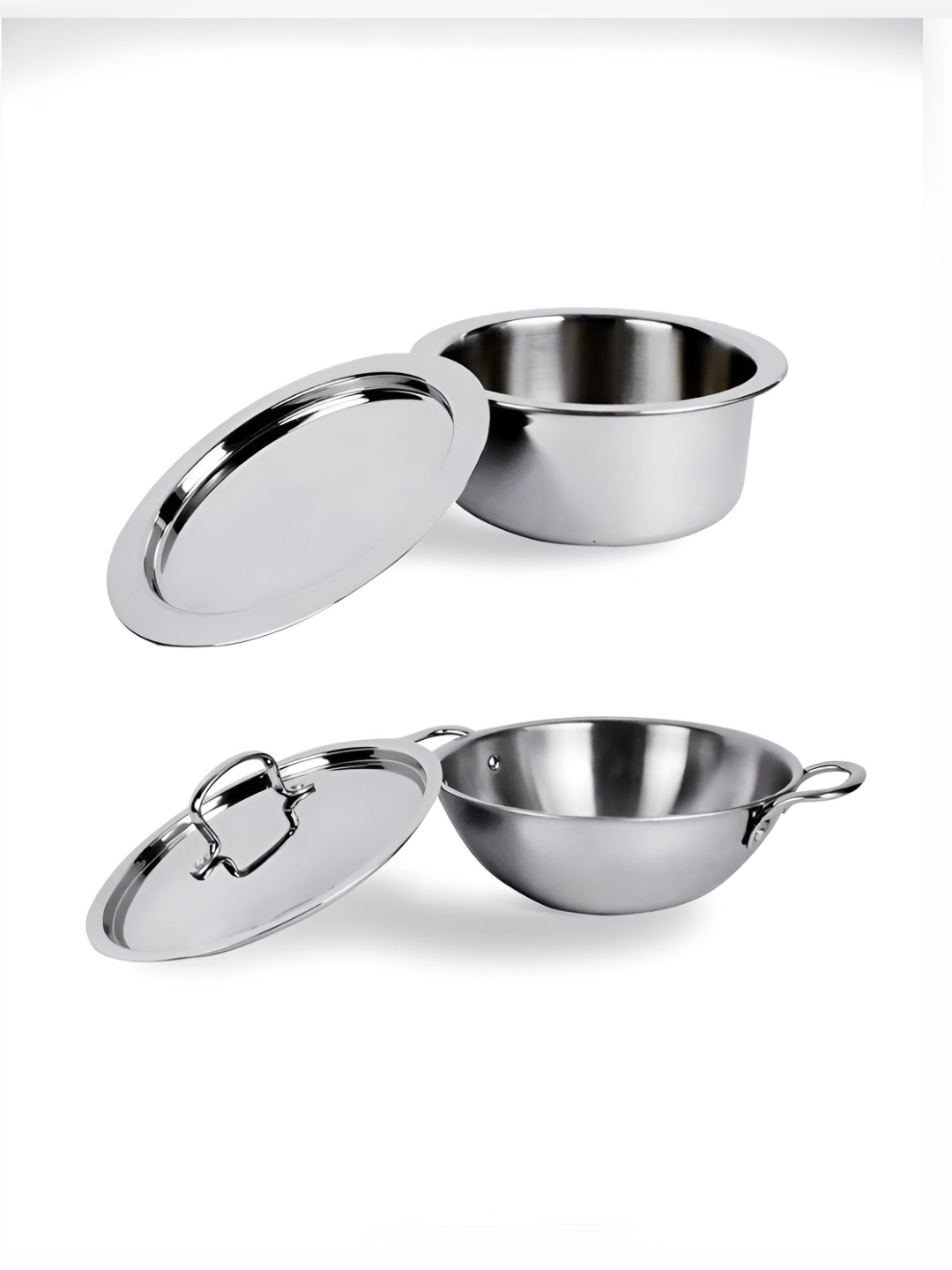 

USHA SHRIRAM 2 Pieces Stainless Steel Patila - 2.1L & Kadai 2.2L With Lids