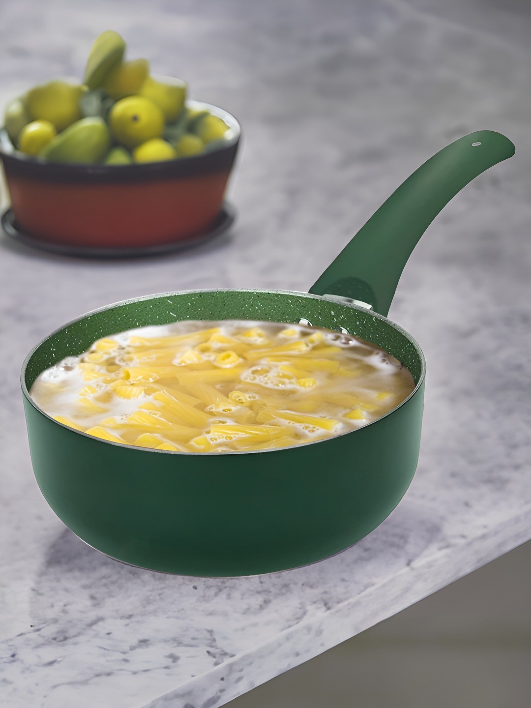 

USHA SHRIRAM Green Non Stick Saucepan Long Bakelite Handle - 1L