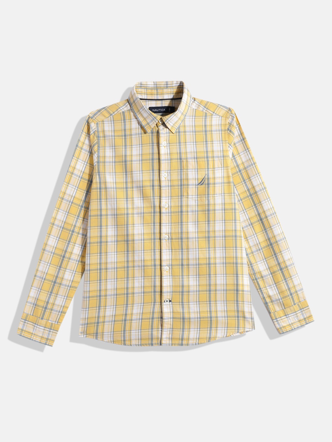 

Nautica Boys Tartan Checked Opaque Pure Cotton Casual Shirt, Yellow