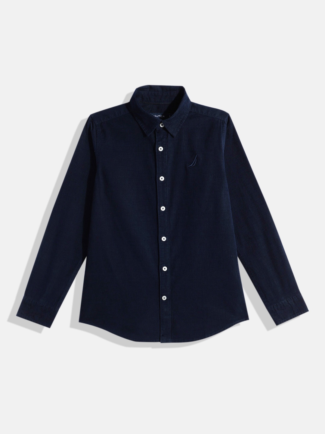 

Nautica Boys Corduroy Opaque Pure Cotton Casual Shirt, Navy blue