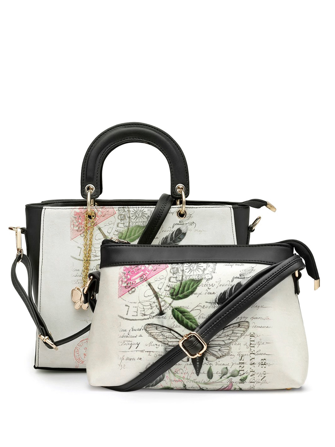 

Butterflies PU Structured Handheld Bag, White