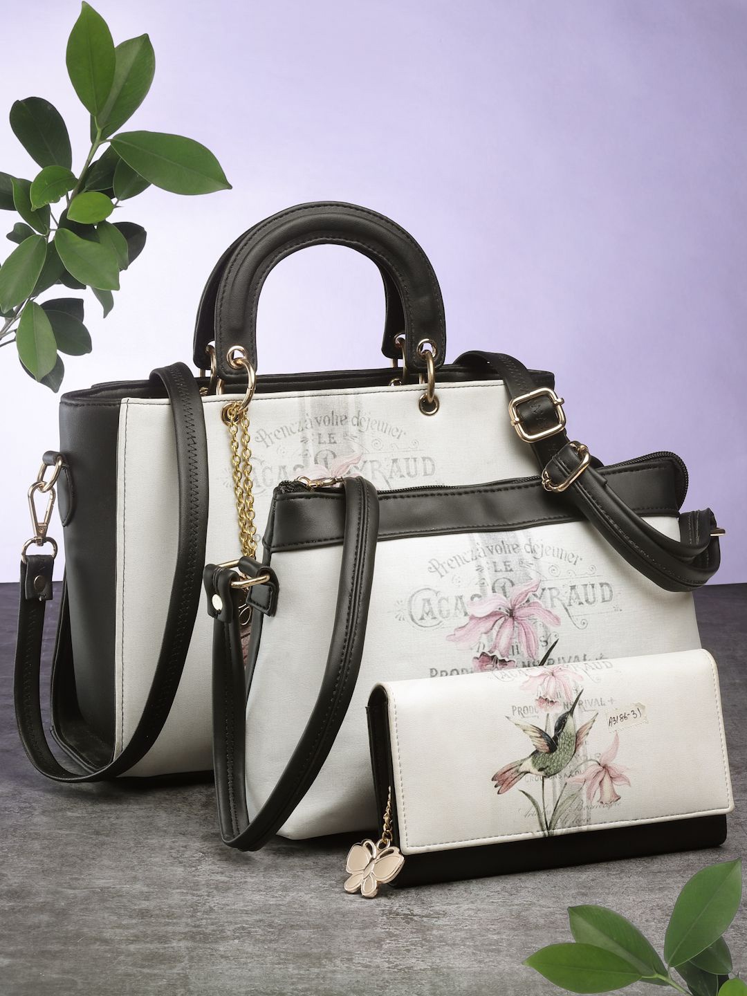 

Butterflies PU Structured Handheld Bag, White