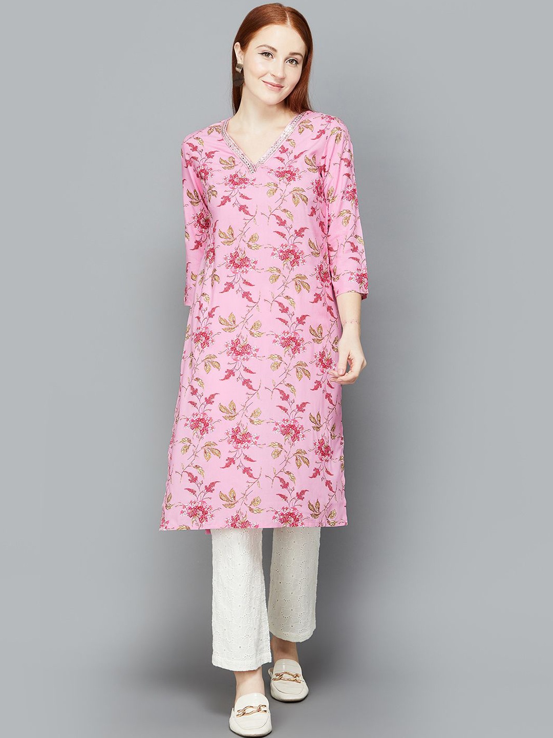 

Melange by Lifestyle Women Floral Printed Kurta, Pink
