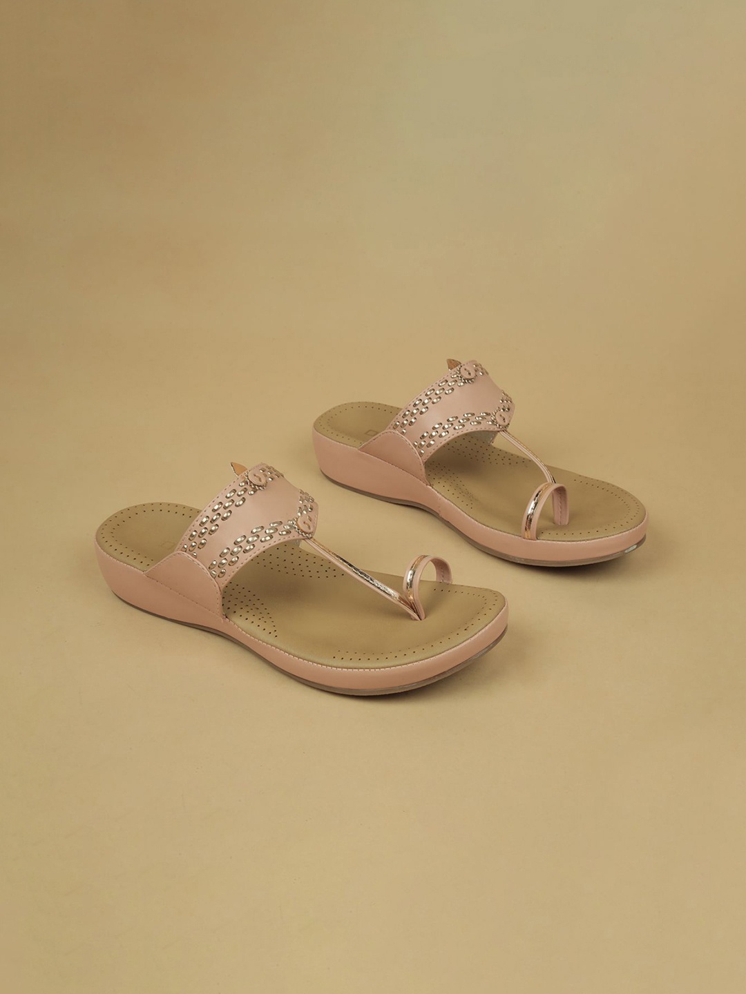 

Ozuri Comfort Sandals with Laser Cuts, Peach