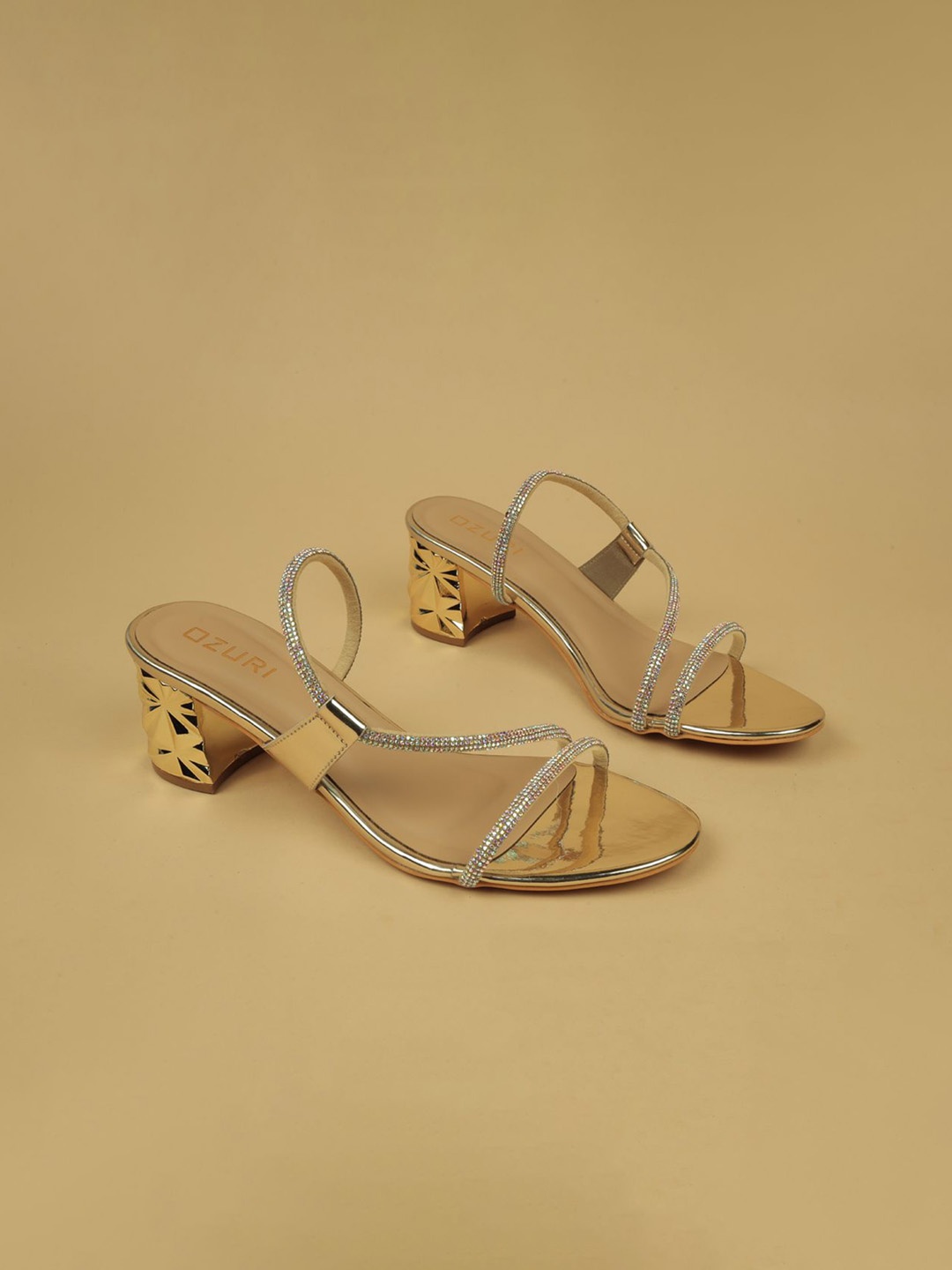 

Ozuri Textured Party Block Sandals, Gold