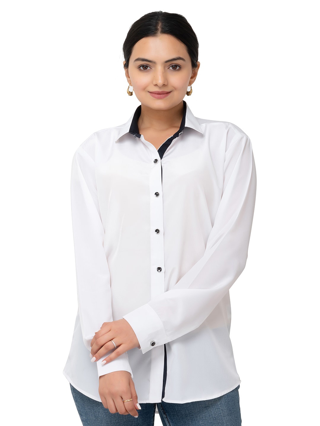 

MatterBlue Women Classic Semi Sheer Formal Shirt, White