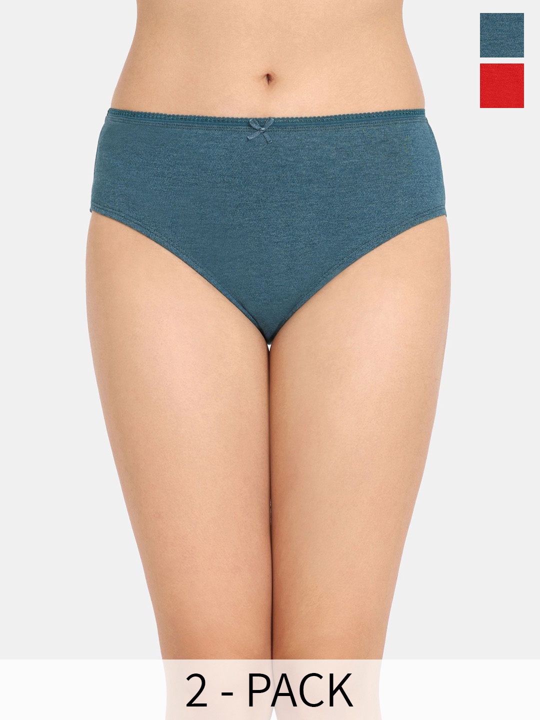 

Rosaline by Zivame Pack Of 2 Assorted Pure Cotton Hipster Briefs, Teal