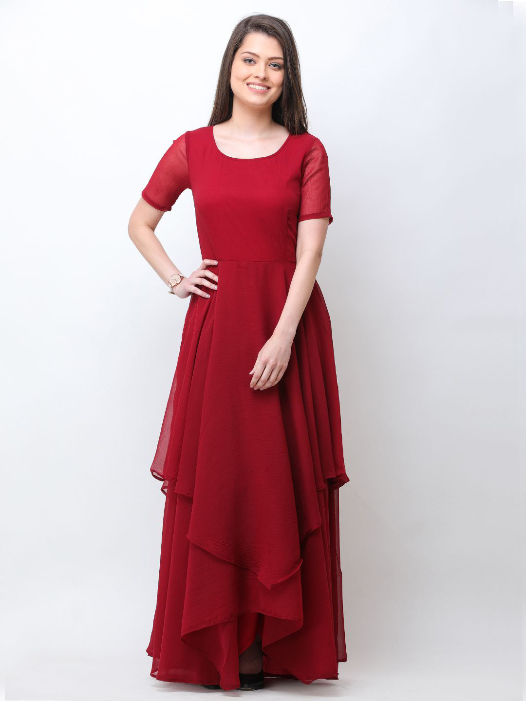 

SCORPIUS Chiffon Maxi Dress, Maroon