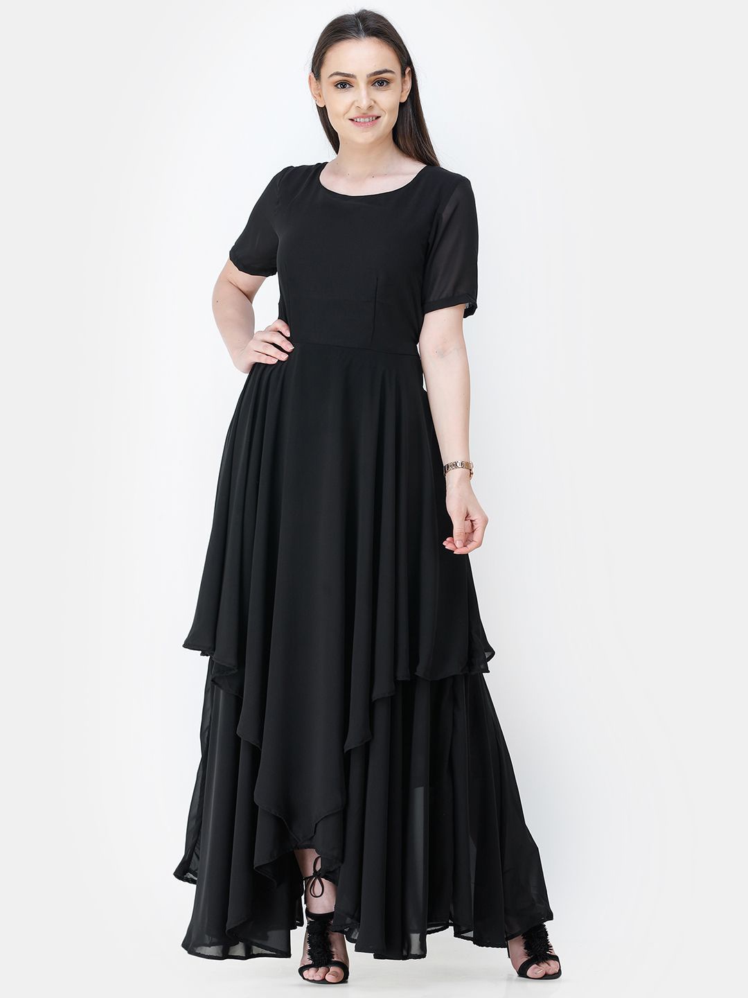 

SCORPIUS Georgette Maxi Dress, Black
