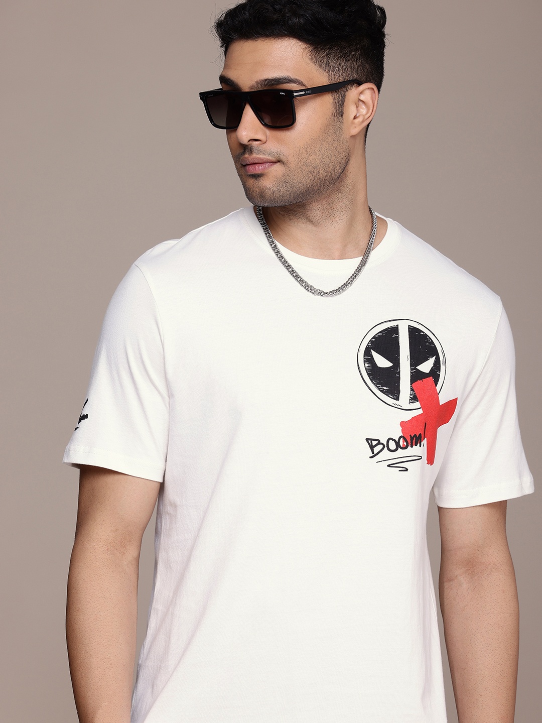 

WROGN x DEADPOOL & WOLVERINE Printed Comfort Fit Pure Cotton T-shirt, White