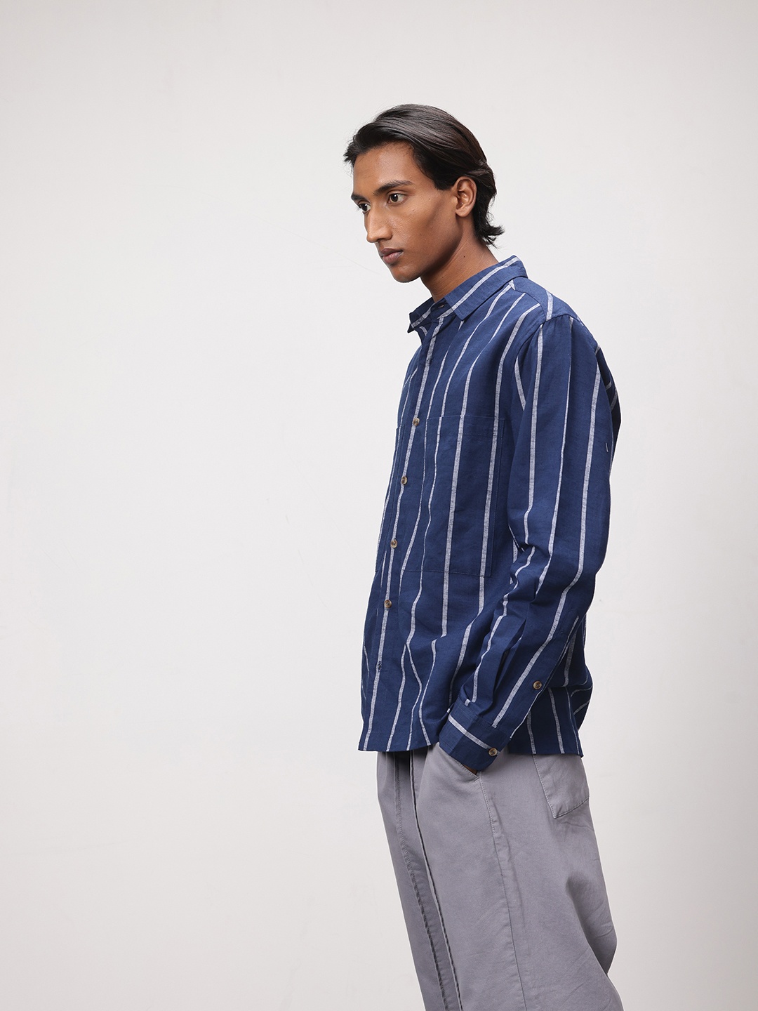 

ether Striped Casual Shirt, Navy blue