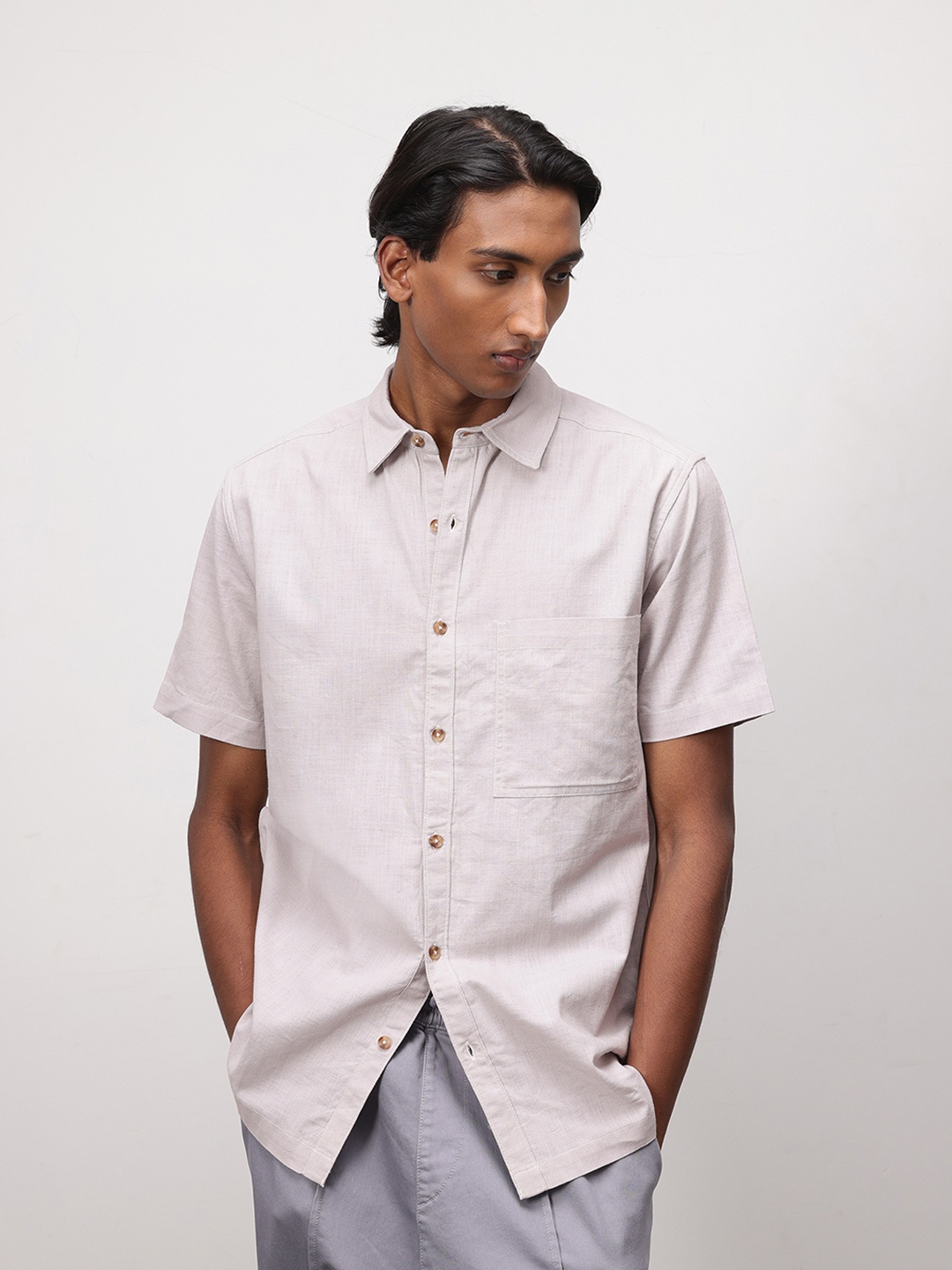 

ether Zen Men Opaque Casual Shirt, Grey