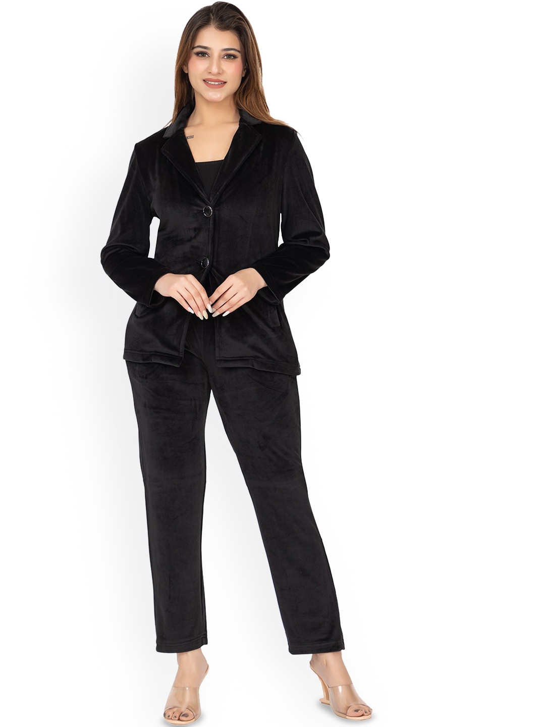 

TWENTY ME Women Top Blazer With Trousers Co-Ords, Black