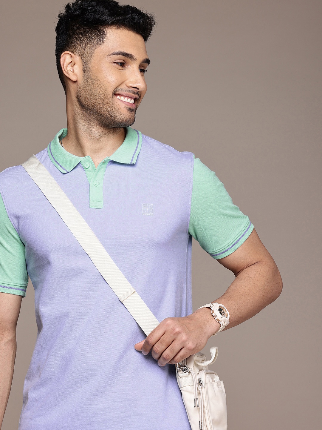 

WROGN Polo Collar Pure Cotton T-shirt, Lavender