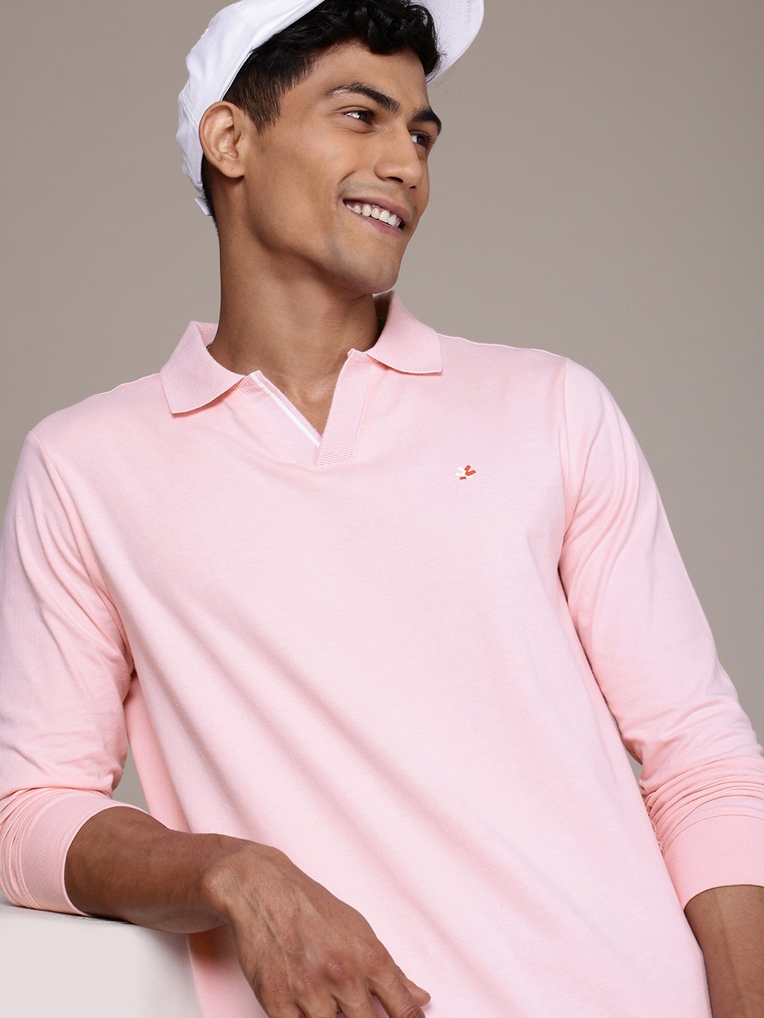 

WROGN Polo Collar Pure Cotton T-shirt, Pink