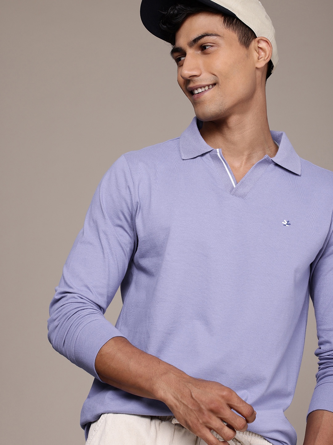 

WROGN Polo Collar Pure Cotton T-shirt, Purple