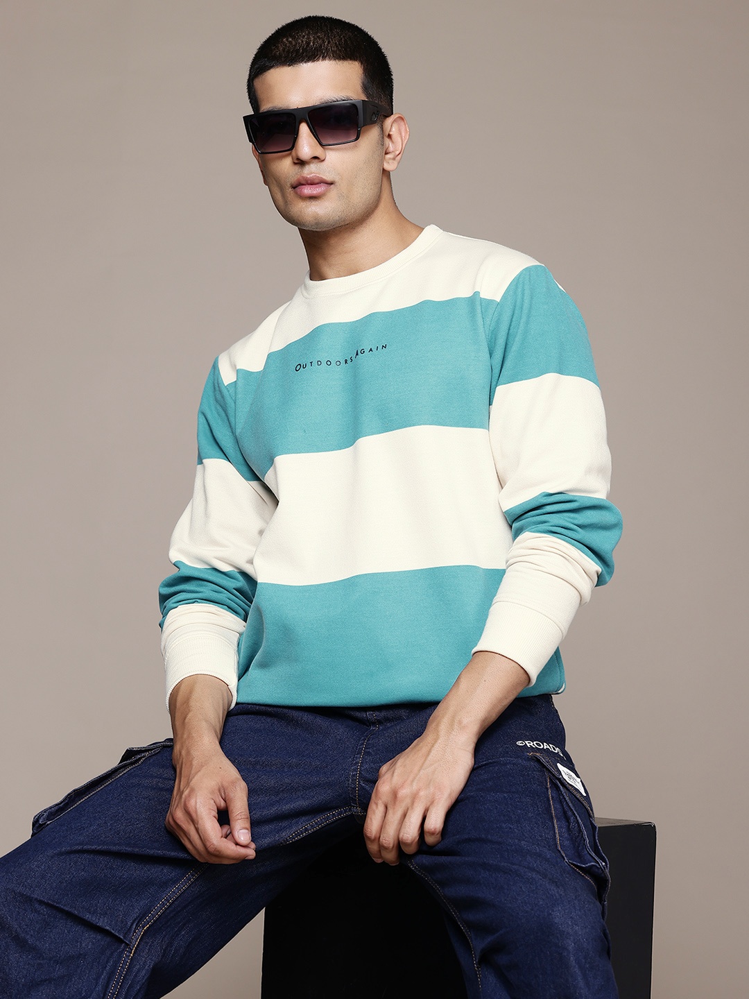 

The Roadster Lifestyle Co. Striped Sweatshirt, White