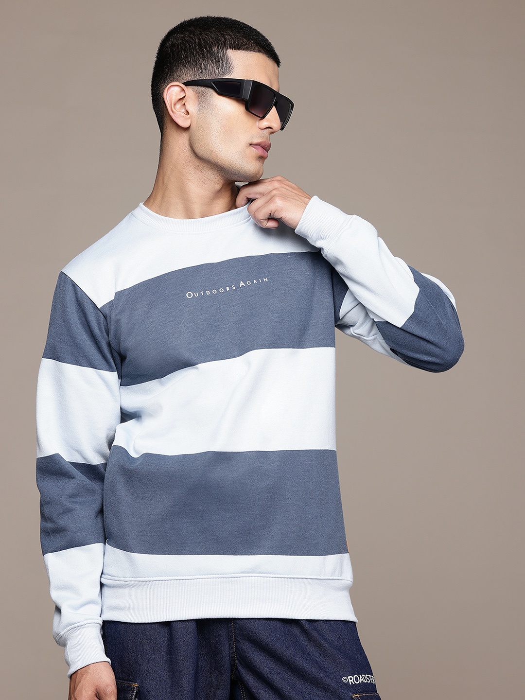 

The Roadster Lifestyle Co. Striped Sweatshirt, Blue