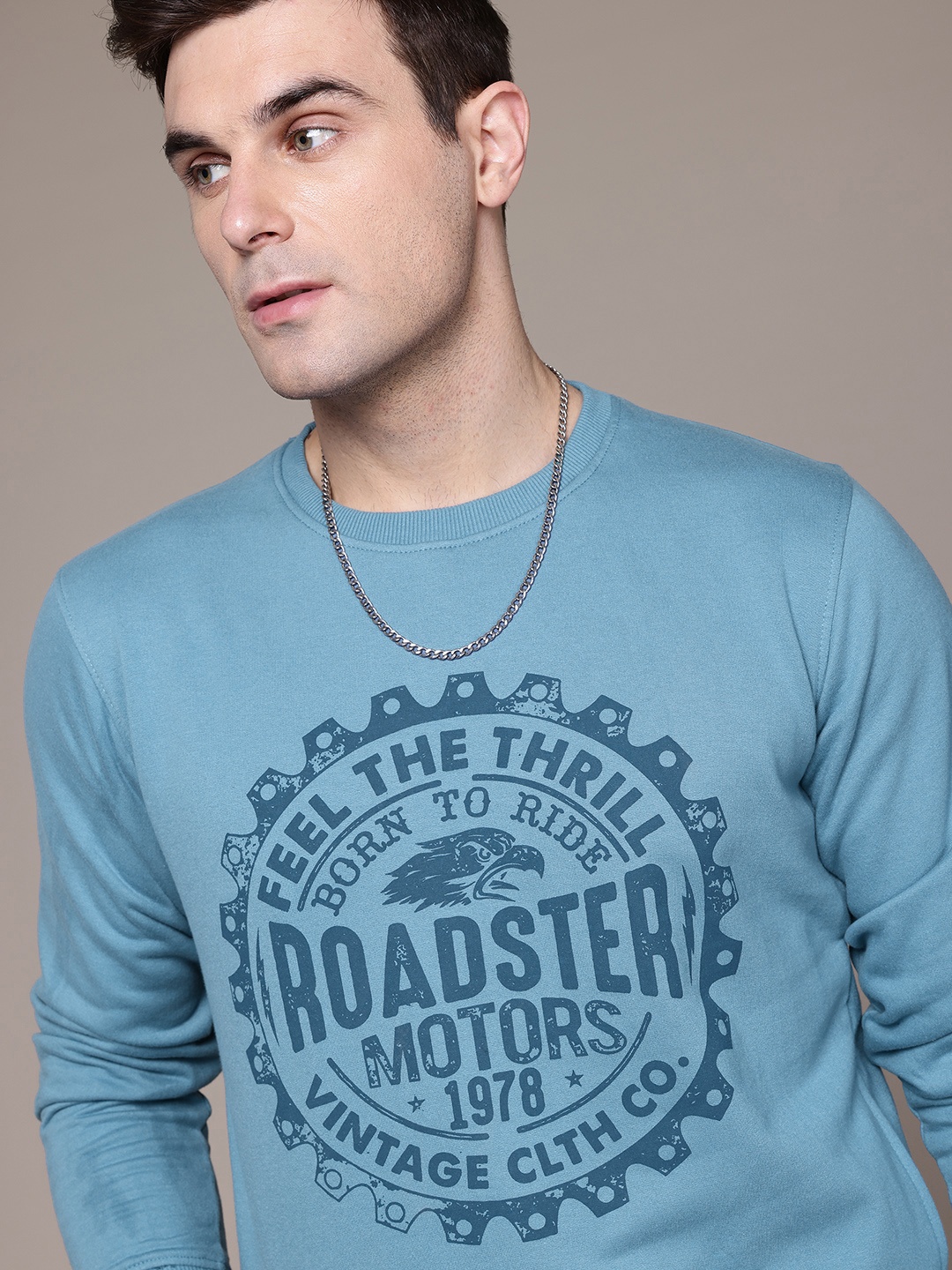 

The Roadster Lifestyle Co. Men Printed Sweatshirt, Blue