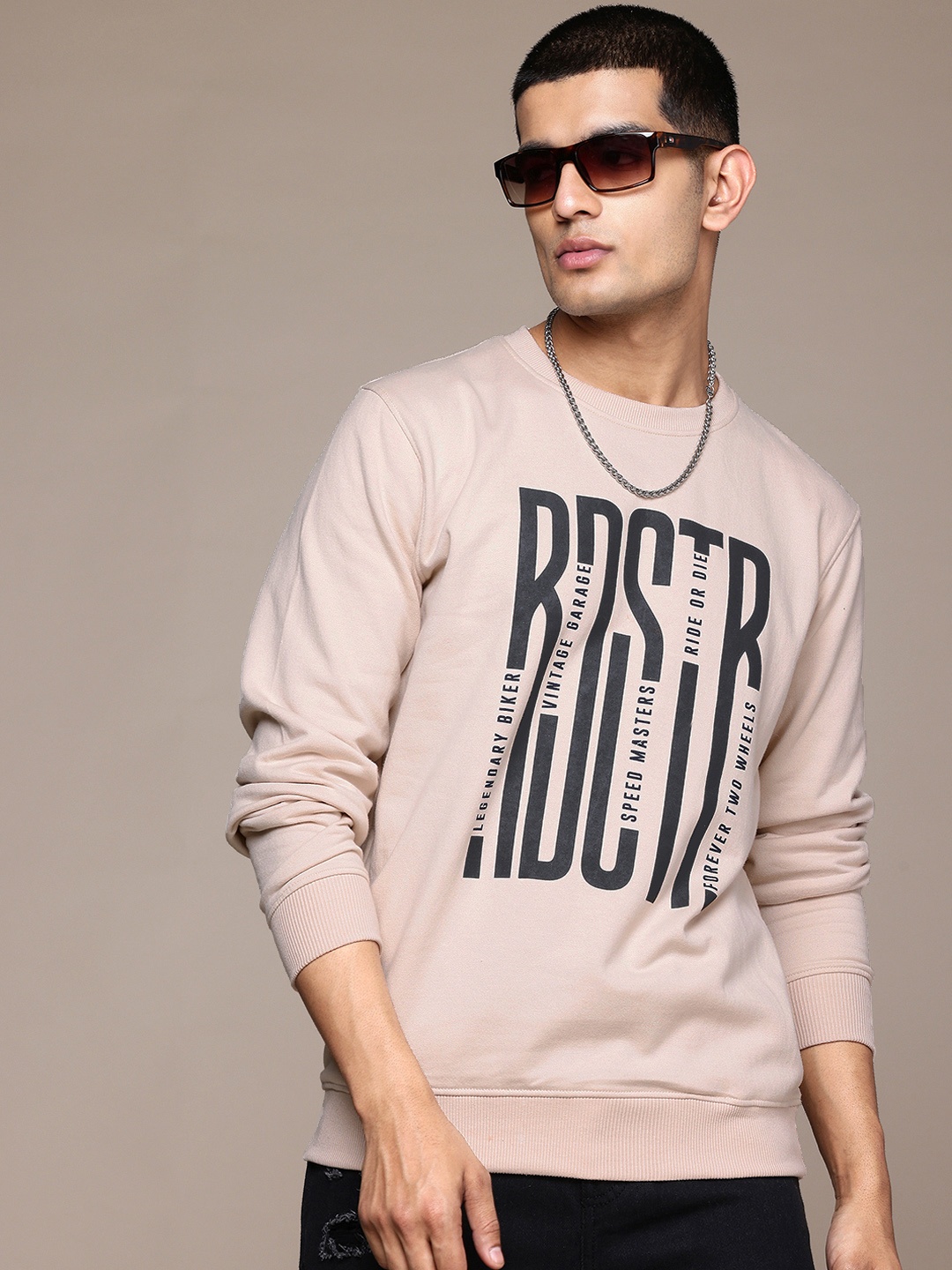 

The Roadster Lifestyle Co. Brand Logo Print Sweatshirt, Beige