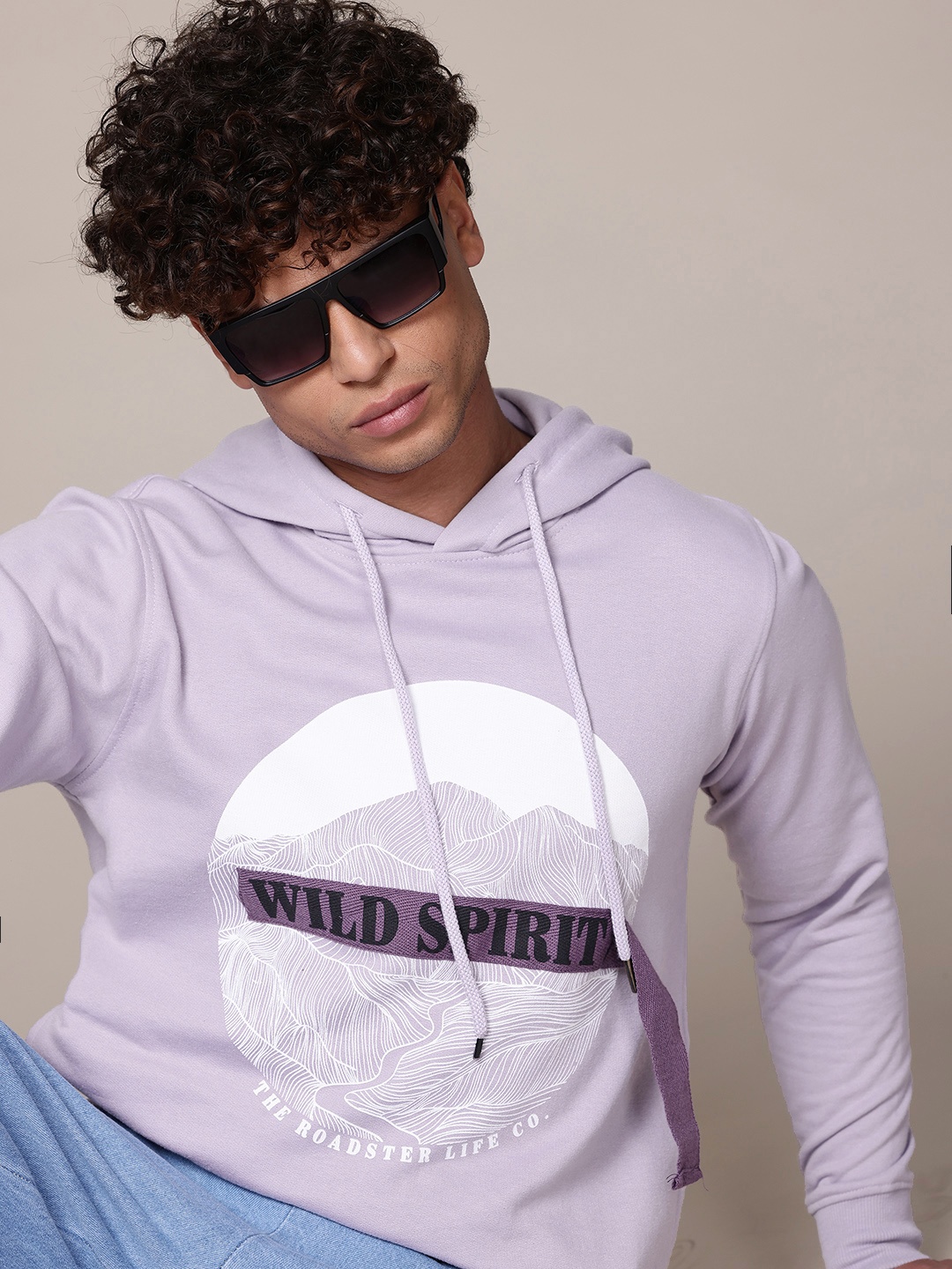 

The Roadster Lifestyle Co. Printed Hooded Sweatshirt, Lavender