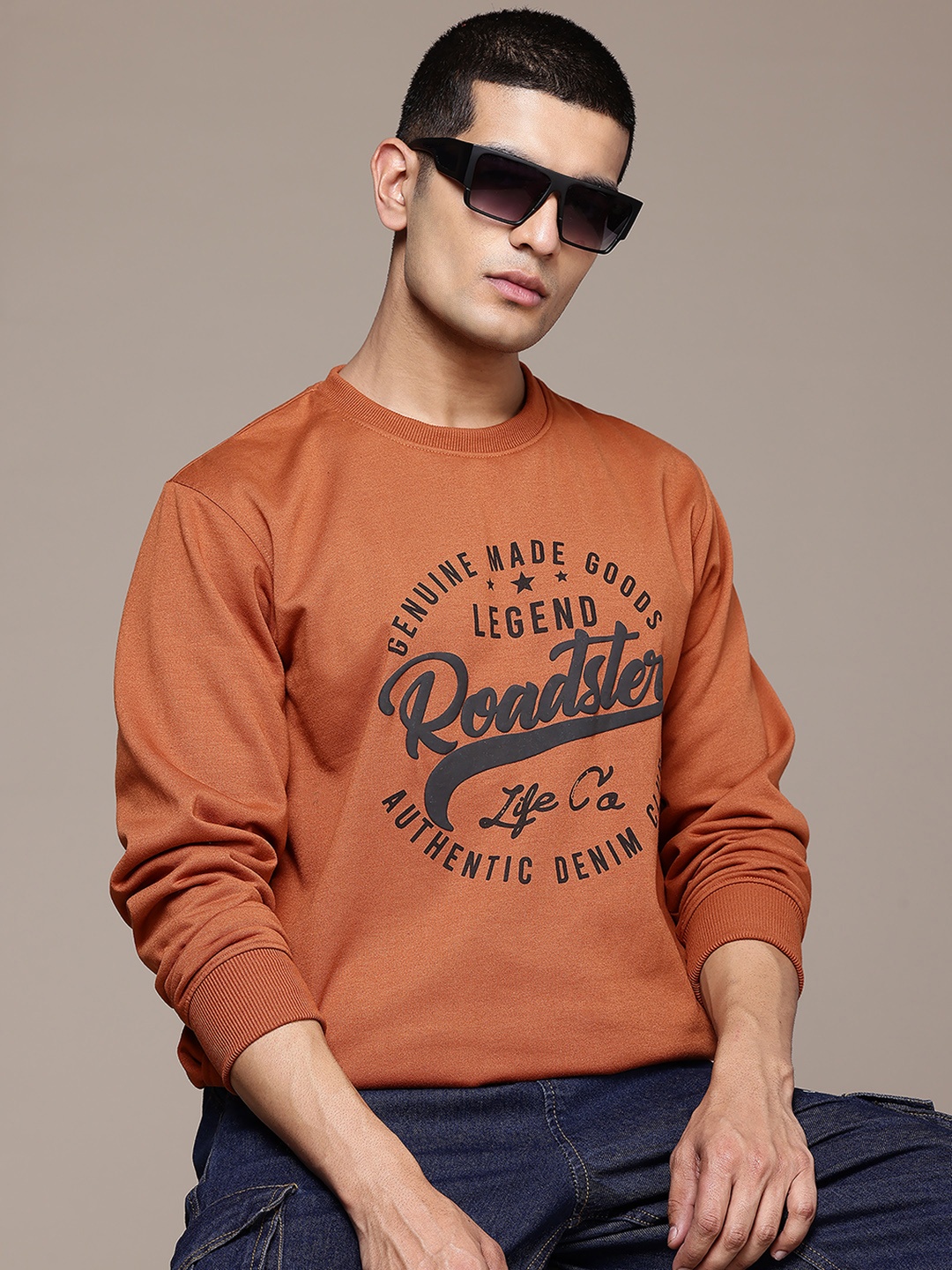 

The Roadster Lifestyle Co. Brand Logo Print Sweatshirt, Rust
