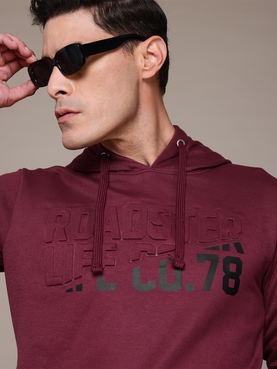 

The Roadster Lifestyle Co. Brand Logo Print Hooded Sweatshirt, Maroon