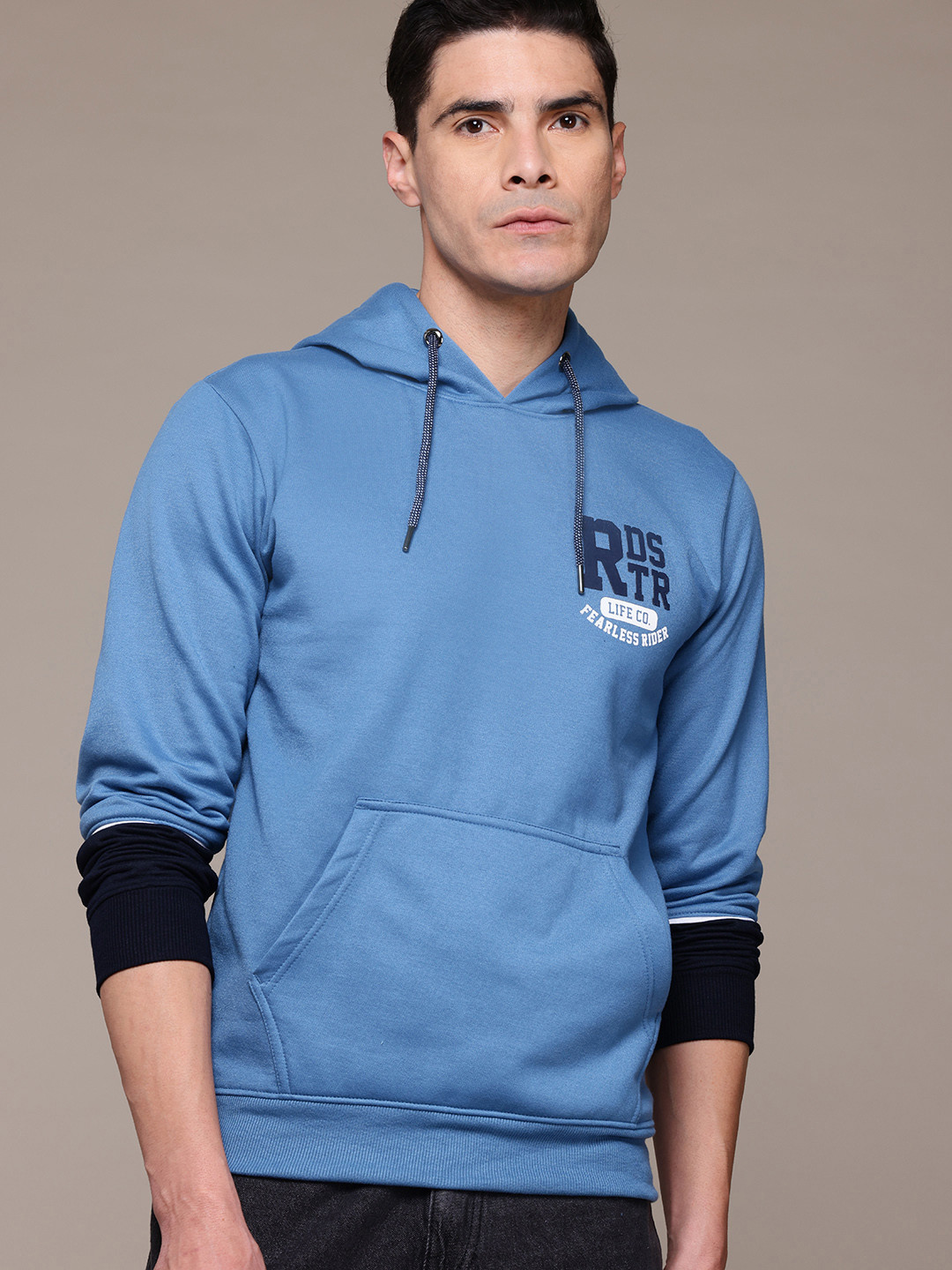 

The Roadster Lifestyle Co. Brand Logo Print Hooded Sweatshirt, Blue