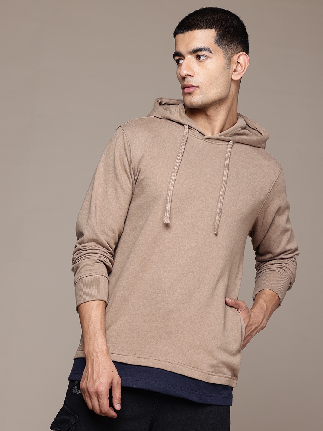 

The Roadster Lifestyle Co. Layered Hooded Sweatshirt, Taupe