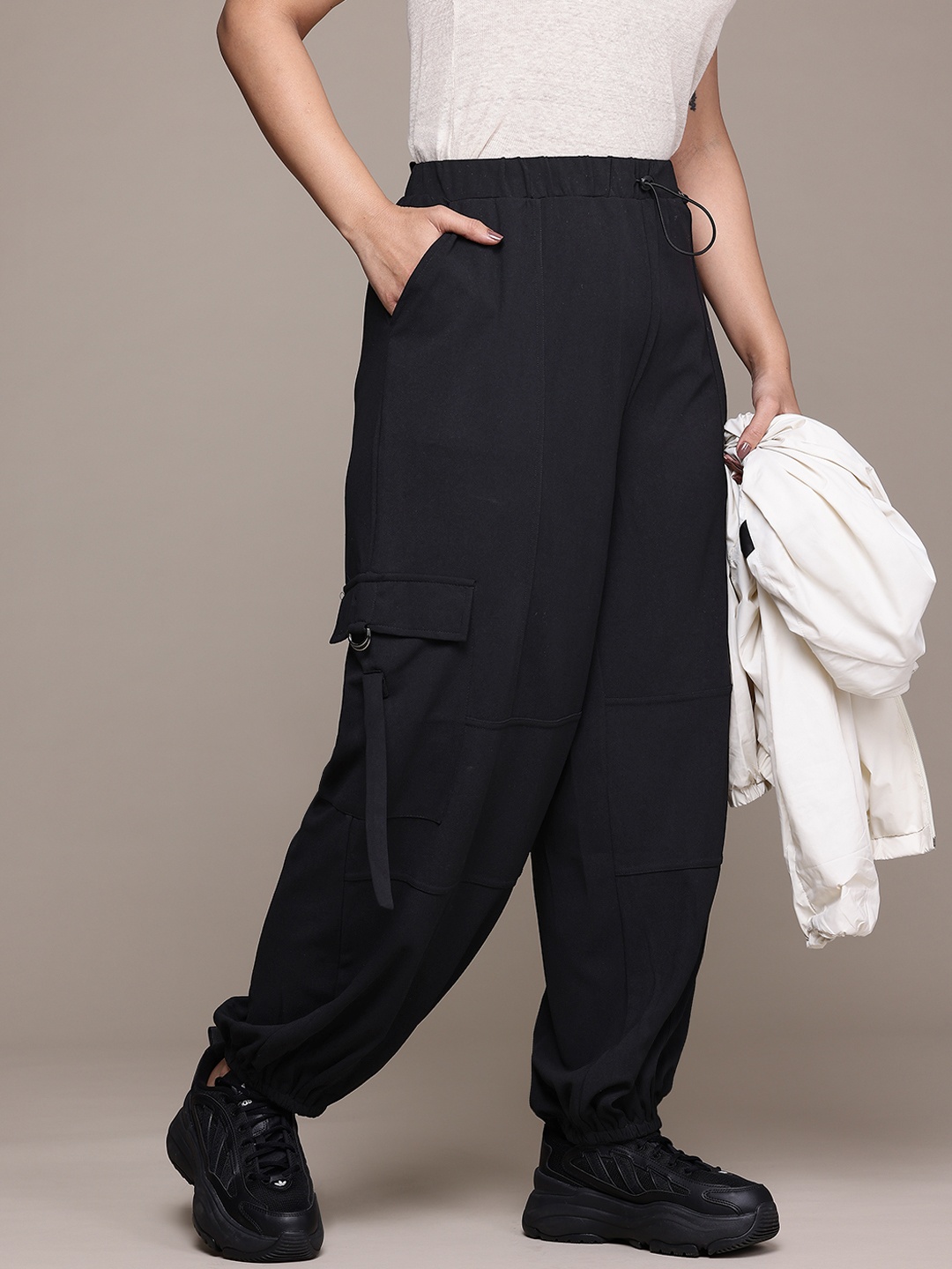 

The Roadster Lifestyle Co. Women Plus-Size Jogger Style Trousers, Black