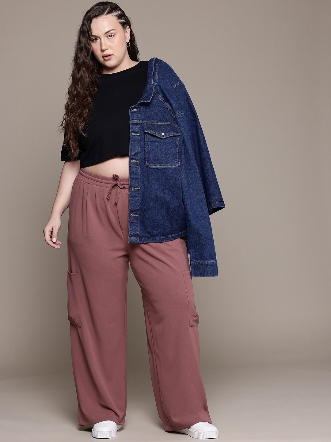 

The Roadster Lifestyle Co. Plus Size Cargo Trousers, Mauve