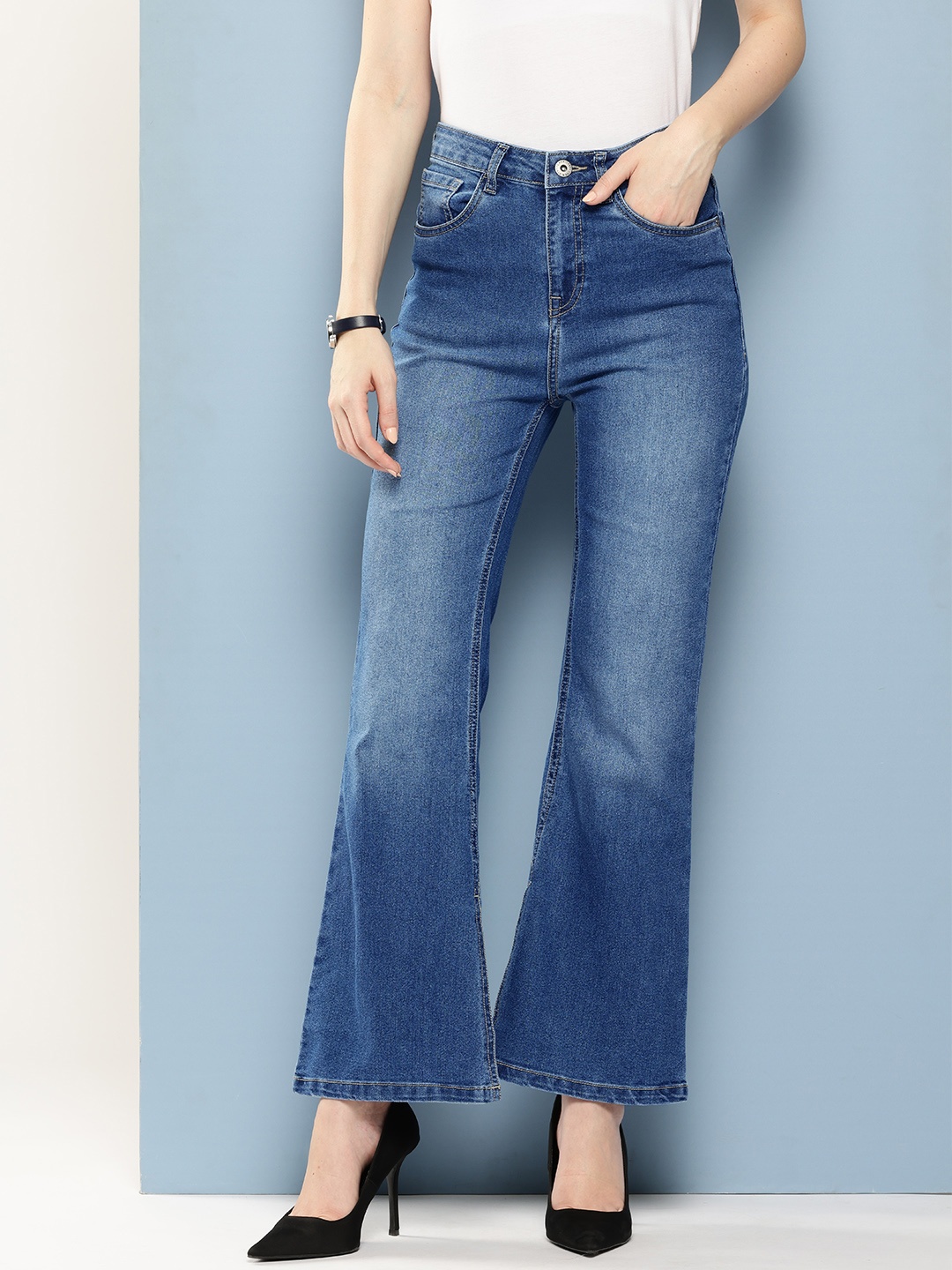 

Chemistry Women Bootcut High-Rise Light Fade Stretchable Jeans, Blue