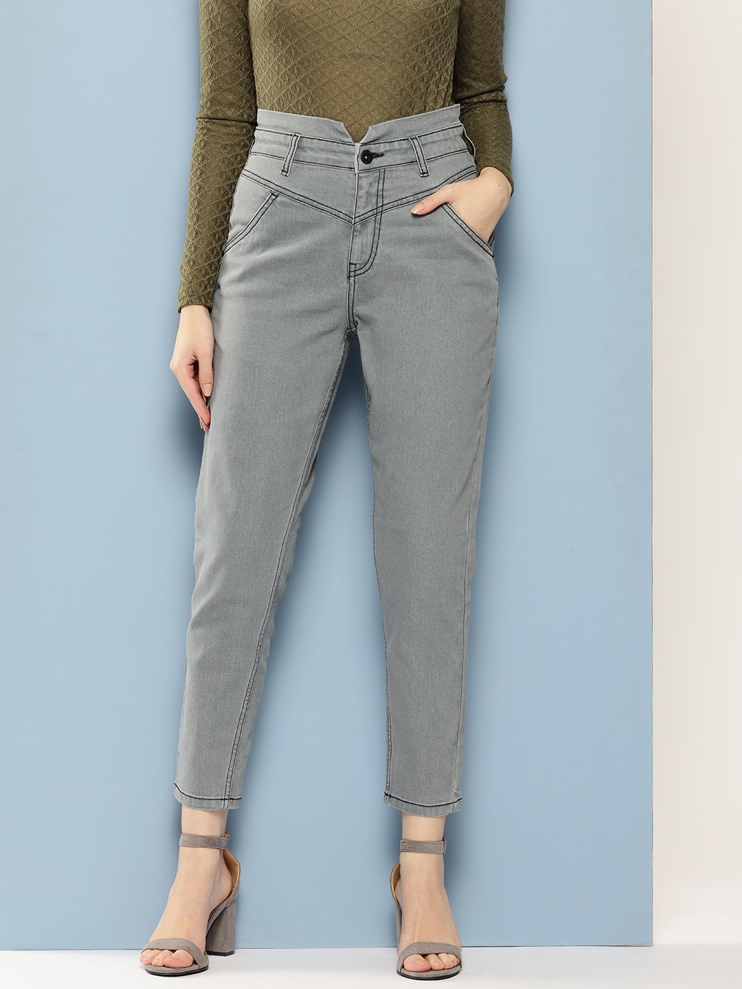 

Chemistry Women Mom Fit Stretchable Jeans, Grey