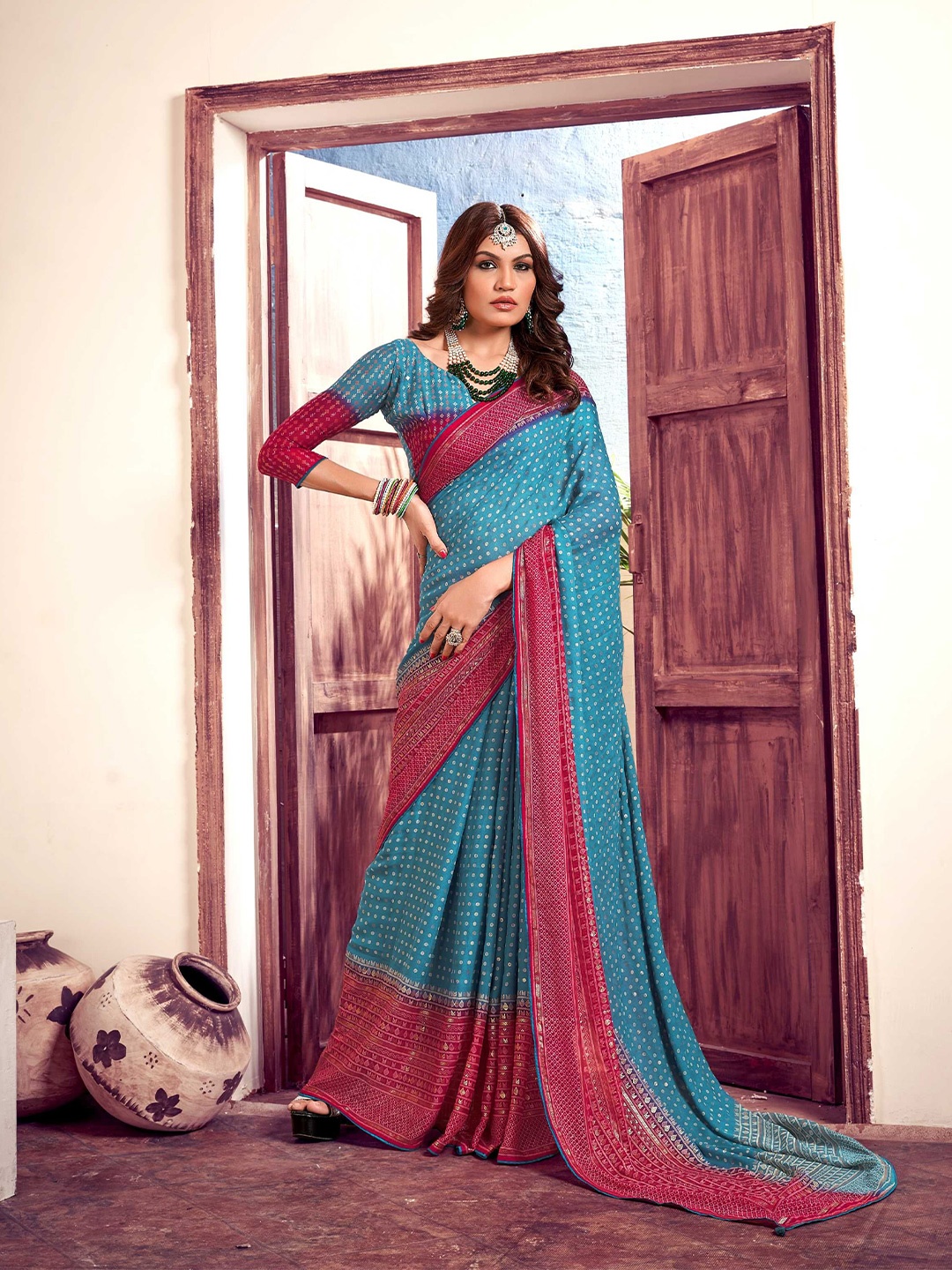 

Mitera Woven Design Saree, Blue