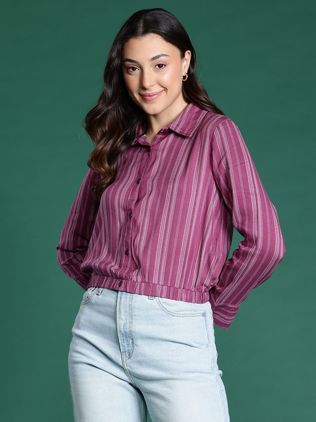

DressBerry Pure Cotton Opaque Striped Casual Shirt, Maroon