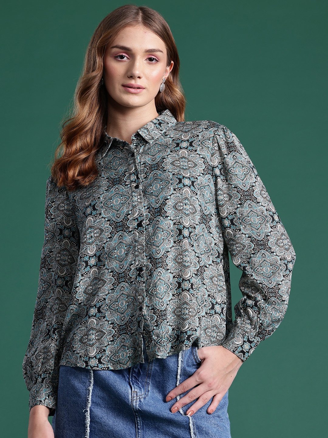 

DressBerry Opaque Printed Casual Shirt, Black