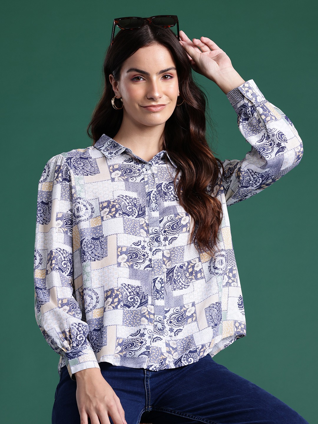 

DressBerry Opaque Printed Casual Shirt, Off white