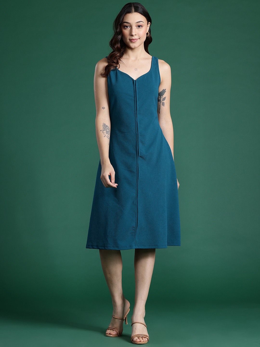 

DressBerry Bizwear Sweetheart Neck A-Line Dress, Teal