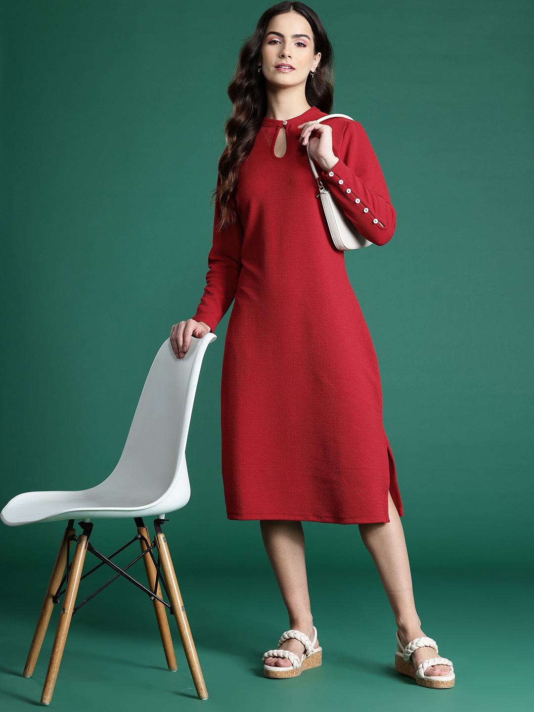 

DressBerry Bizwear Sheath Midi Dress, Red