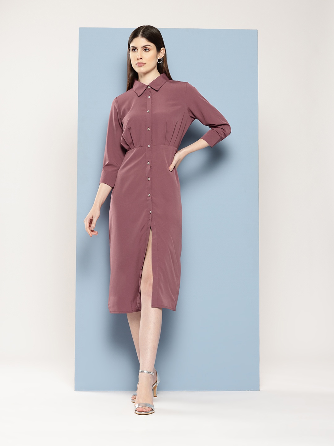 

Chemistry Shirt Midi Dress, Mauve